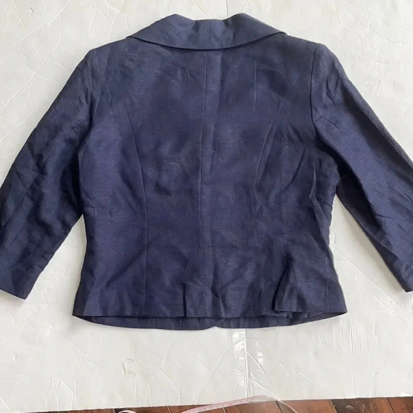 JG Hook linen blend blazer, navy. Round collar. NWOT women’s size 8 petite - Picture 7 of 8